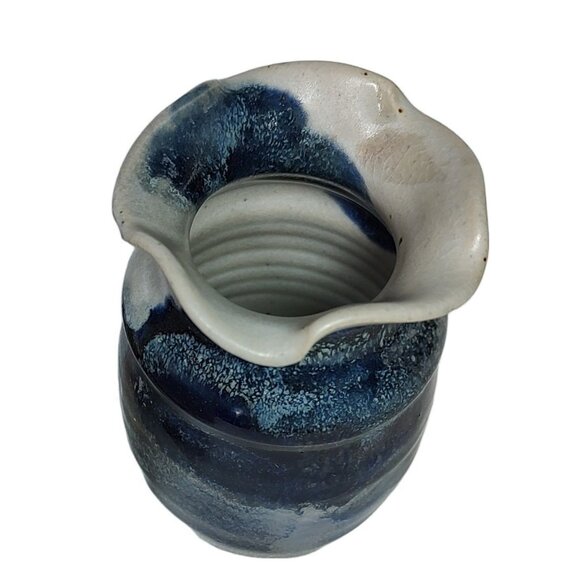 Buie Pottery Vase & Round Vase Signed Rex, Handmade with Glazed Finish, Lot of 2 - Picture 4 of 9